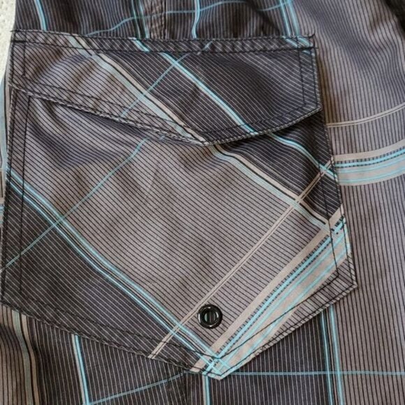 Laguna B Cinched Logo Lined Blue/Black Board Sz. L Short - Picture 4 of 9